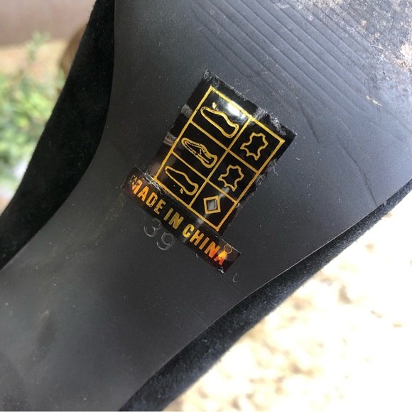 Senso Suede-like Black Round Toe Chunky Gold Heel Ankle Boots 39 - Picture 10 of 11